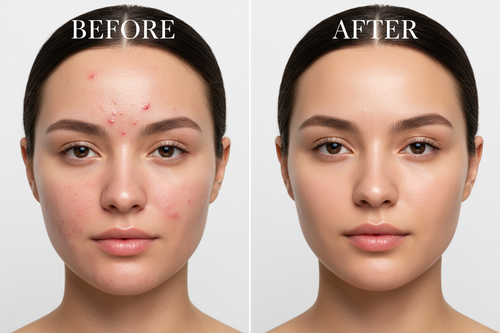 show me a before and after picture of acne-cleansing facial treatment